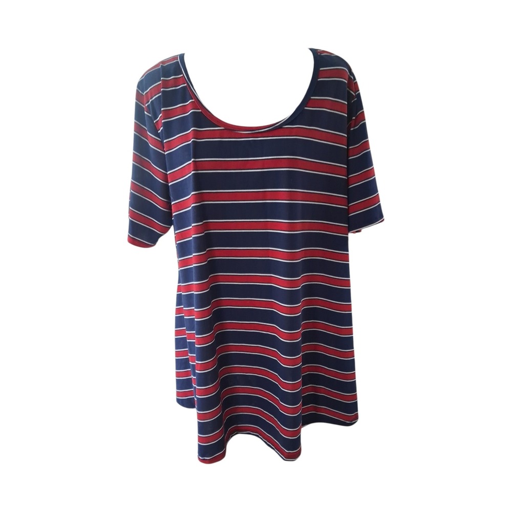 LuLaRoe Classic T Blue,Red, White Striped T-Shirt Short Sleeve Womens Size 3XL